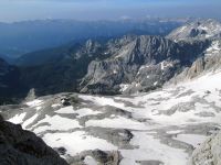 Dom Planika von Oben vom Triglav-Gipfel