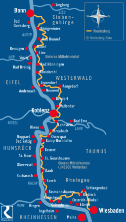 Rheinsteig Streckenverlauf