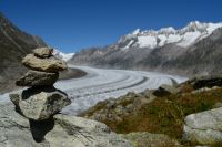 Aletschtour 2014 - Steinmännchen am Aletschgletscher