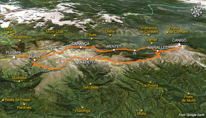 Refugis del Torb La gran travessa a peu entre Núria i el Canigó